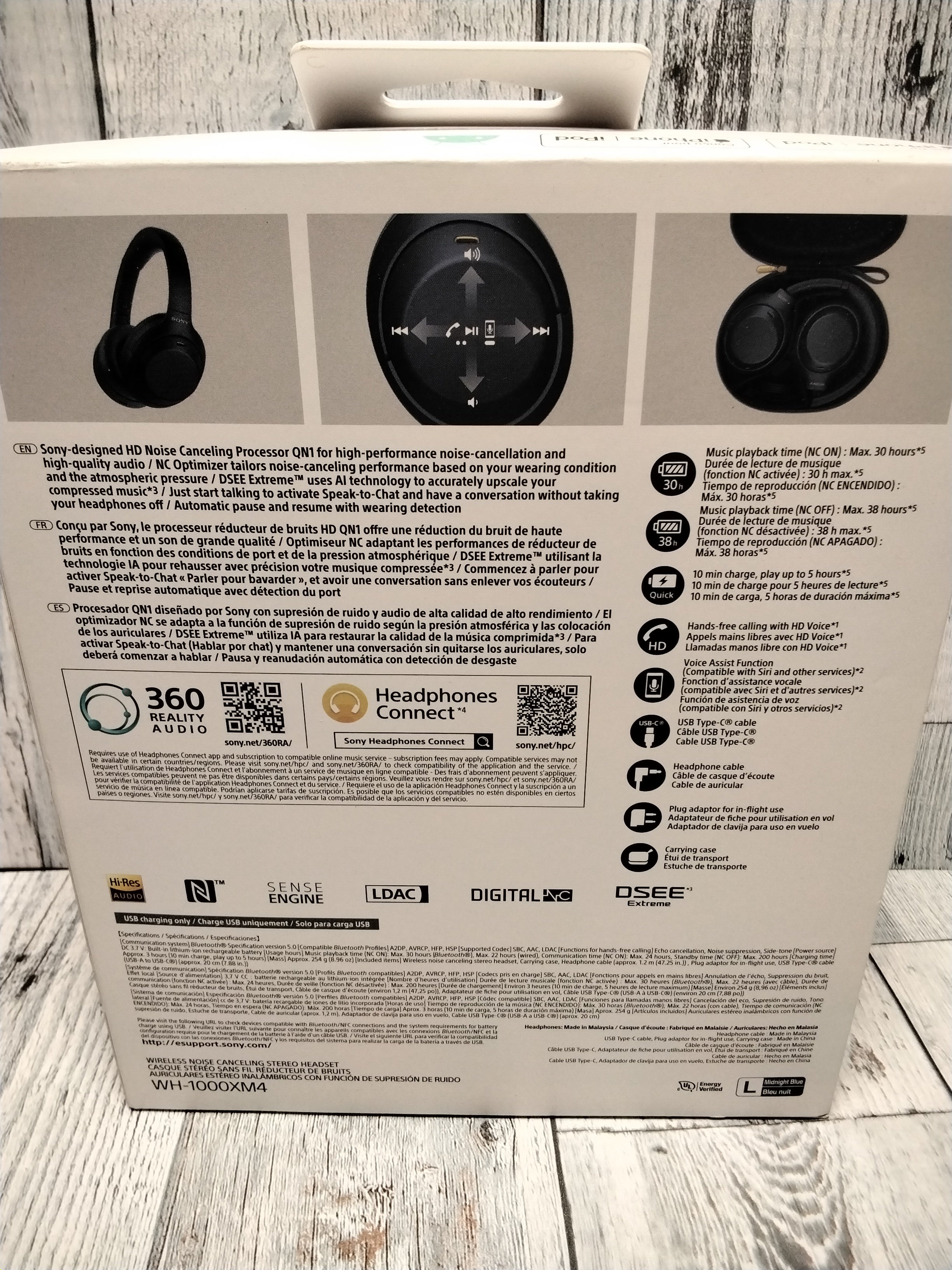 Sony WH-1000XM4 Wireless Premium Noise Canceling Headphones, Midnight Blue (7777861075182)
